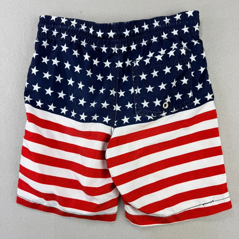 Old Navy Boys American Flag Swim Trunks Stars and Stripes Board Shorts Size M 8